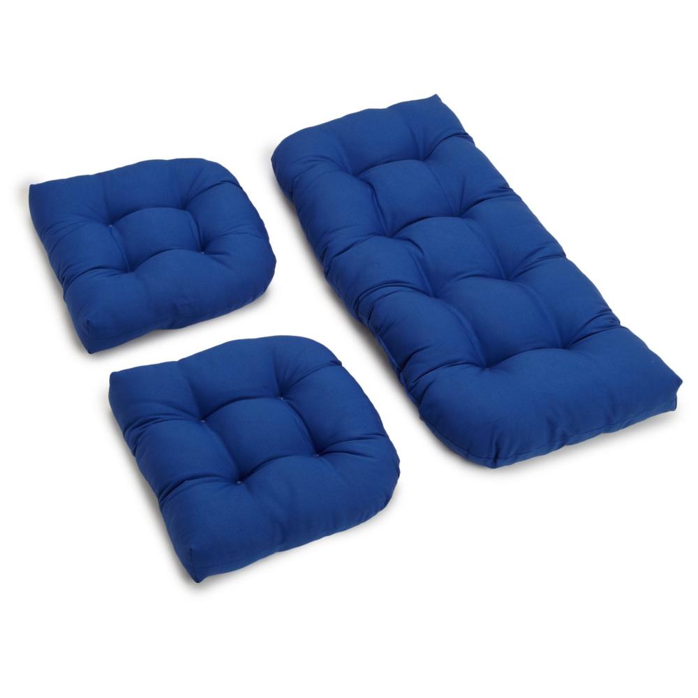 U-Shaped Twill Tufted Settee Cushion Set (Set of 3). Picture 1