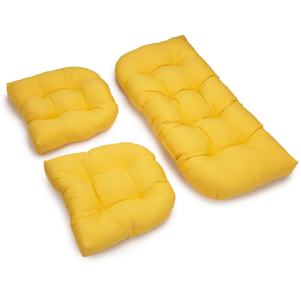 U-Shaped Twill Tufted Settee Cushion Set (Set of 3). Picture 1