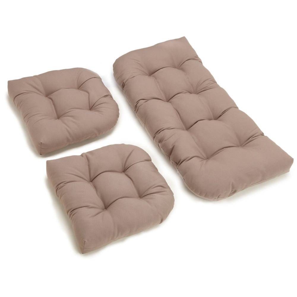 U-Shaped Twill Tufted Settee Cushion Set (Set of 3). Picture 1