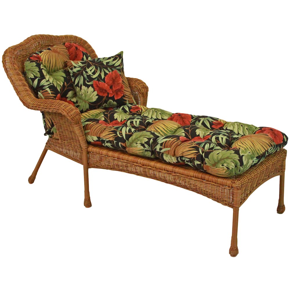 74-inch by 19-inch U-shaped Outdoor Patterned Polyester Chaise Lounge Cushion. Picture 2