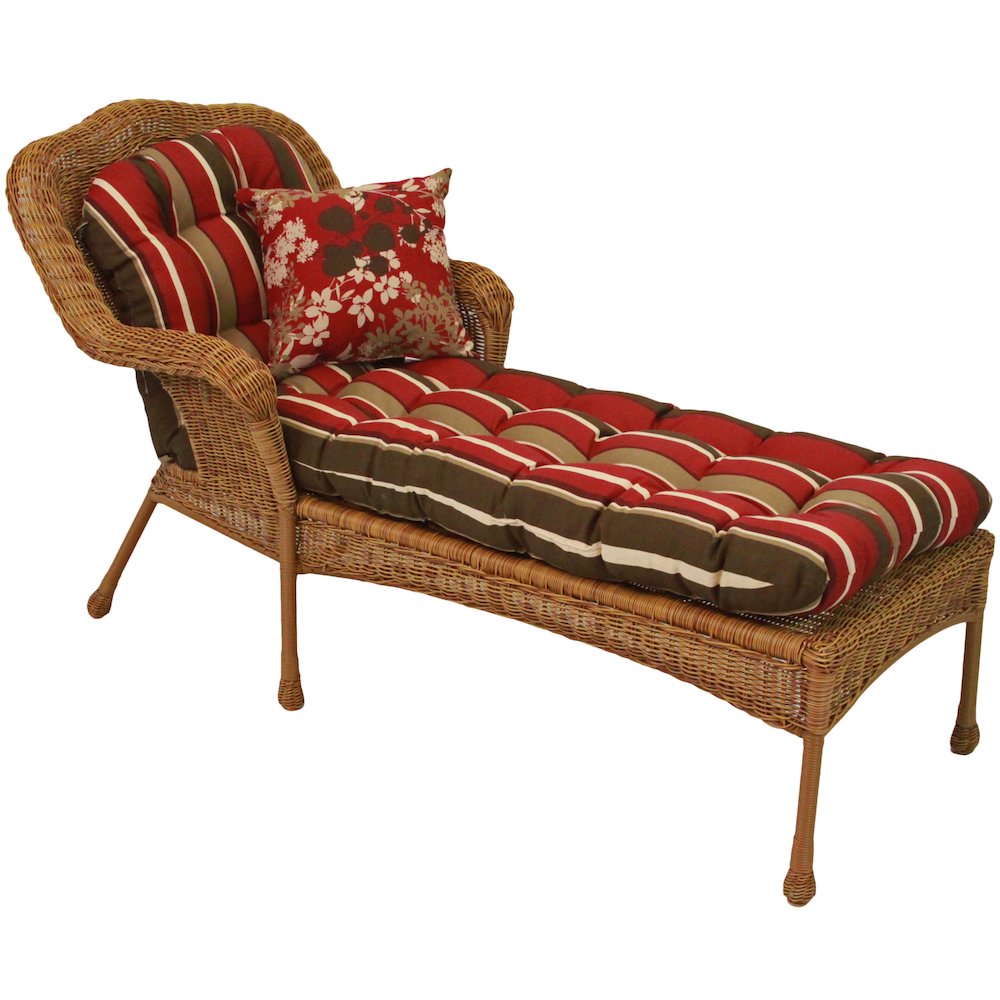 74-inch by 19-inch U-shaped Outdoor Patterned Polyester Chaise Lounge Cushion. Picture 2