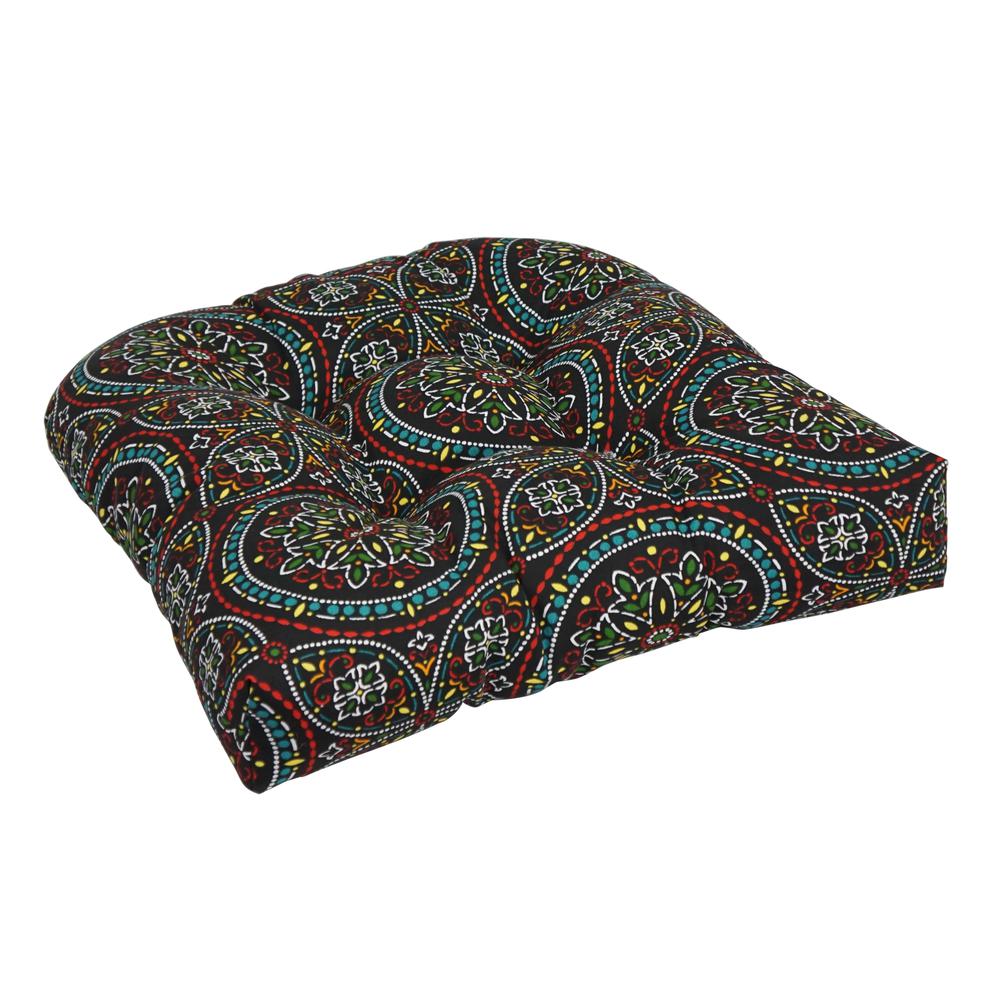 19-inch U-Shaped Spun Polyester Outdoor Tufted Dining Chair Cushion. Picture 1