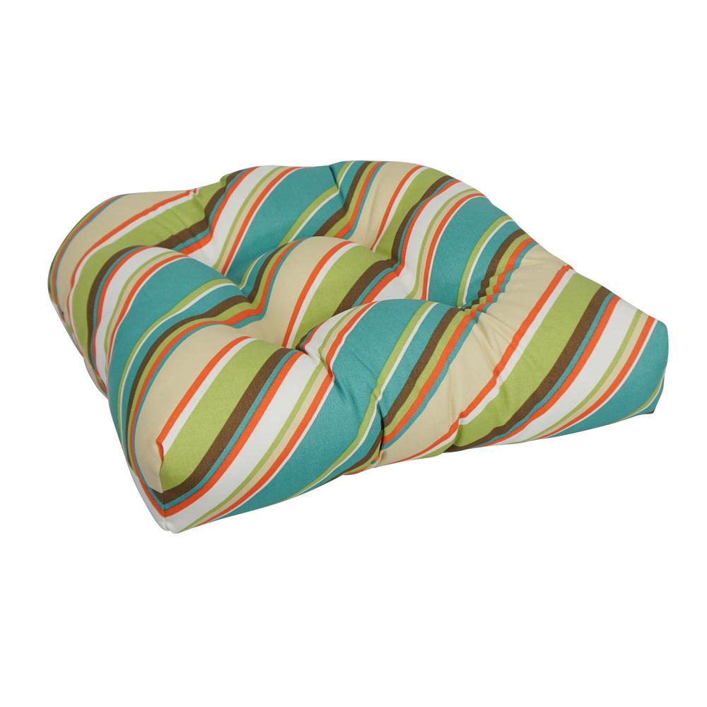 19-inch U-Shaped Spun Polyester Outdoor Tufted Dining Chair Cushion. Picture 1