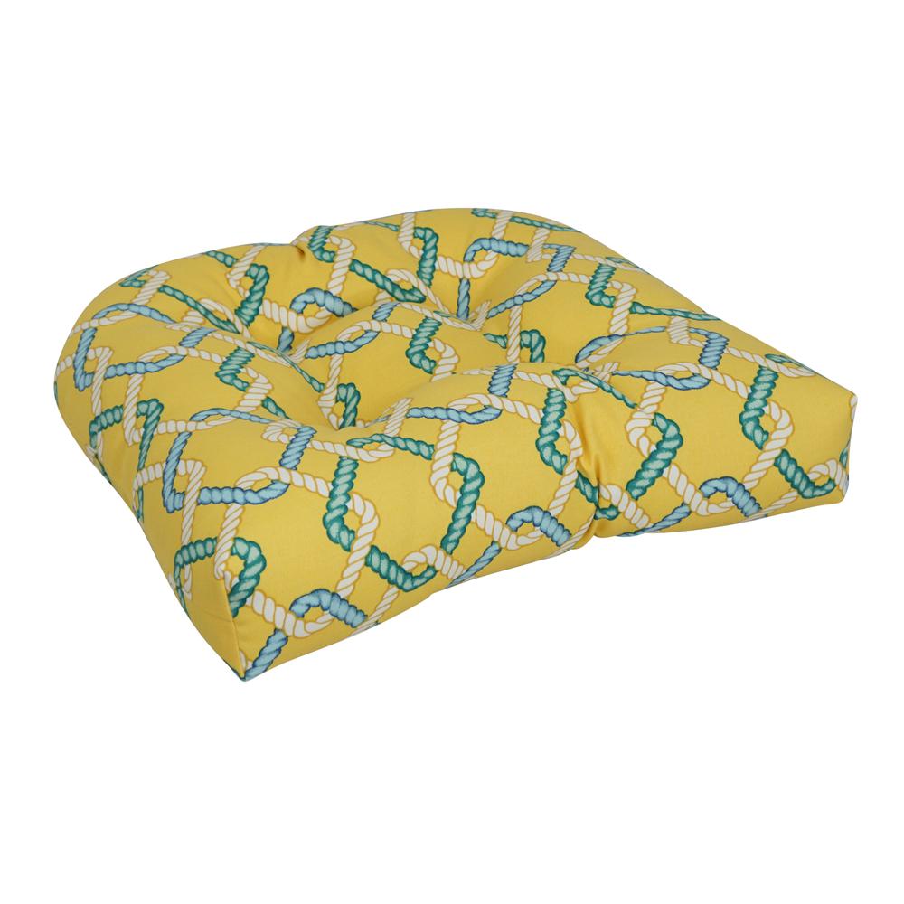 19-inch U-Shaped Spun Polyester Outdoor Tufted Dining Chair Cushion. Picture 1