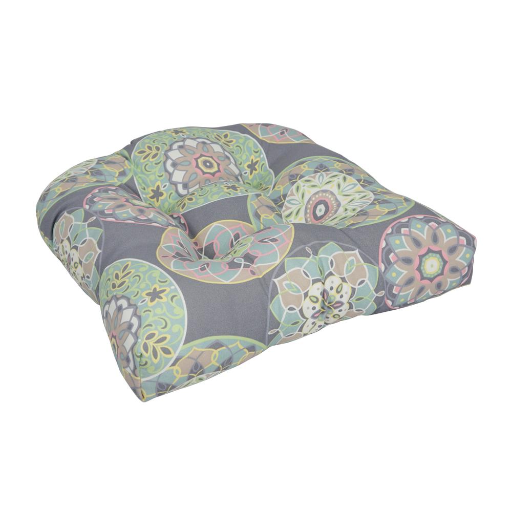 19-inch U-Shaped Spun Polyester Outdoor Tufted Dining Chair Cushion. Picture 1