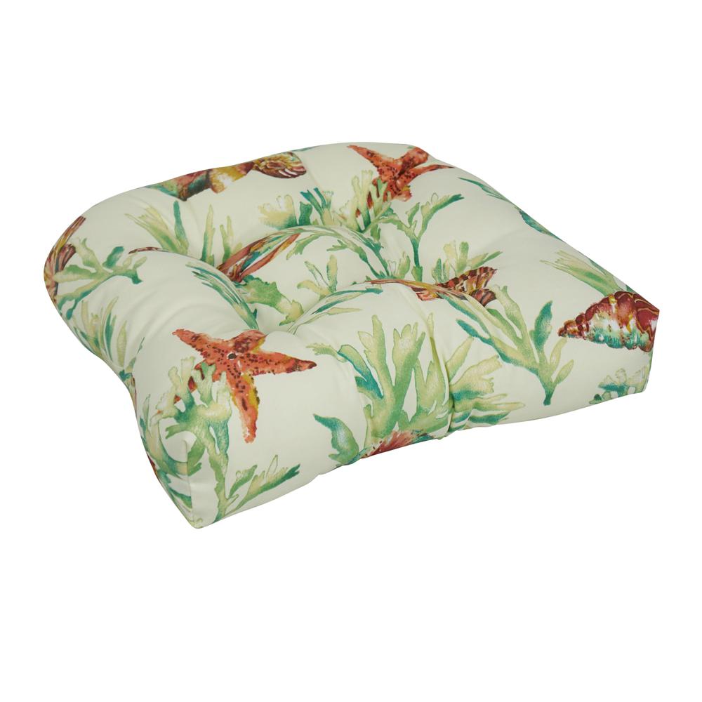 19-inch U-Shaped Spun Polyester Outdoor Tufted Dining Chair Cushion. Picture 1