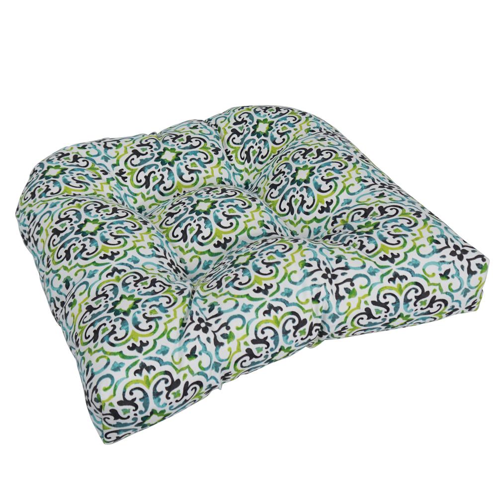 19-inch U-Shaped Spun Polyester Outdoor Tufted Dining Chair Cushion. Picture 1