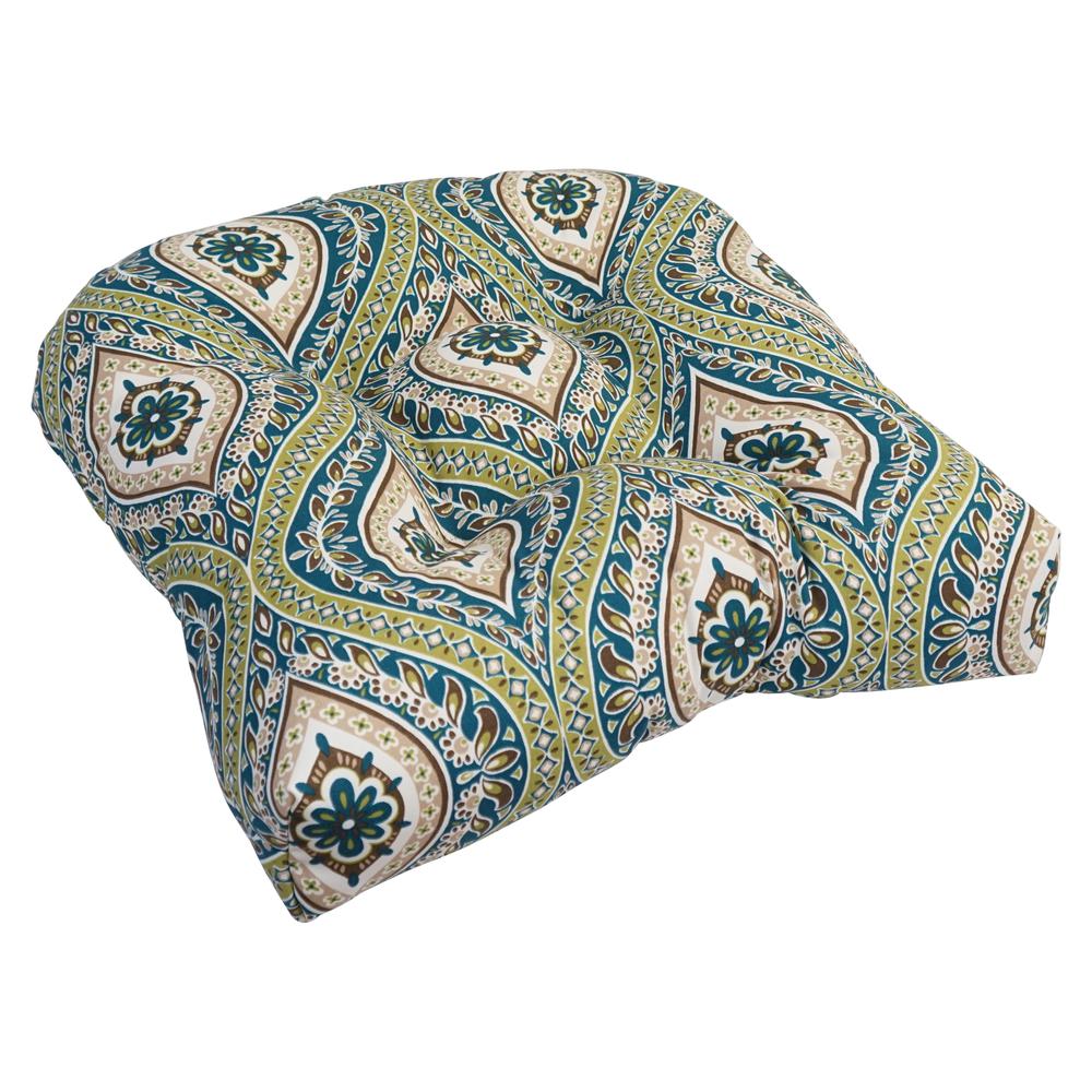 19-inch U-Shaped Spun Polyester Outdoor Tufted Dining Chair Cushion. Picture 1