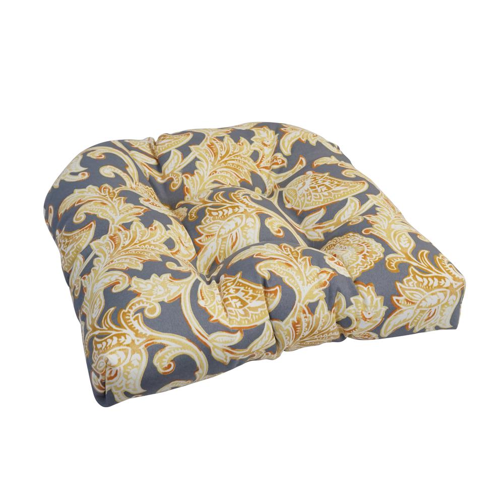 19-inch U-Shaped Spun Polyester Outdoor Tufted Dining Chair Cushion. Picture 1