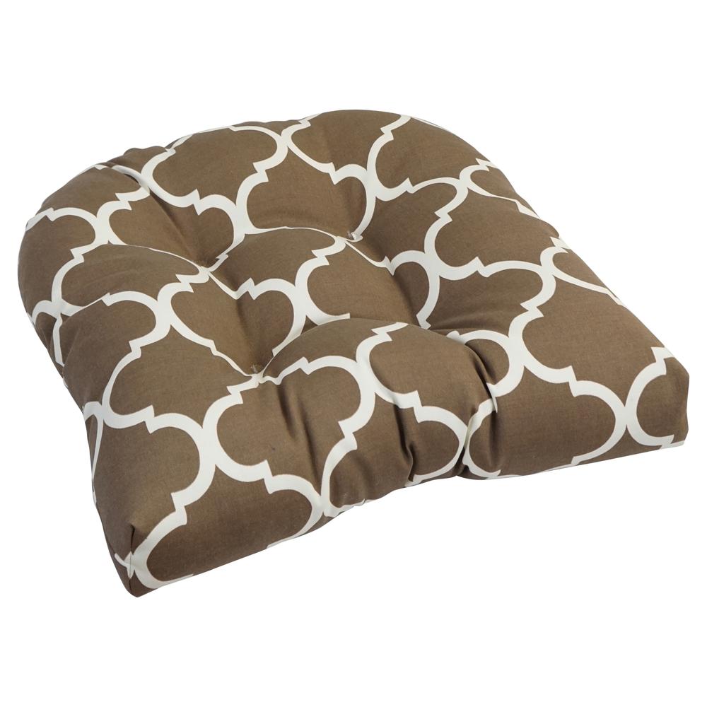 19-inch U-Shaped Spun Polyester Outdoor Tufted Dining Chair Cushion. Picture 1