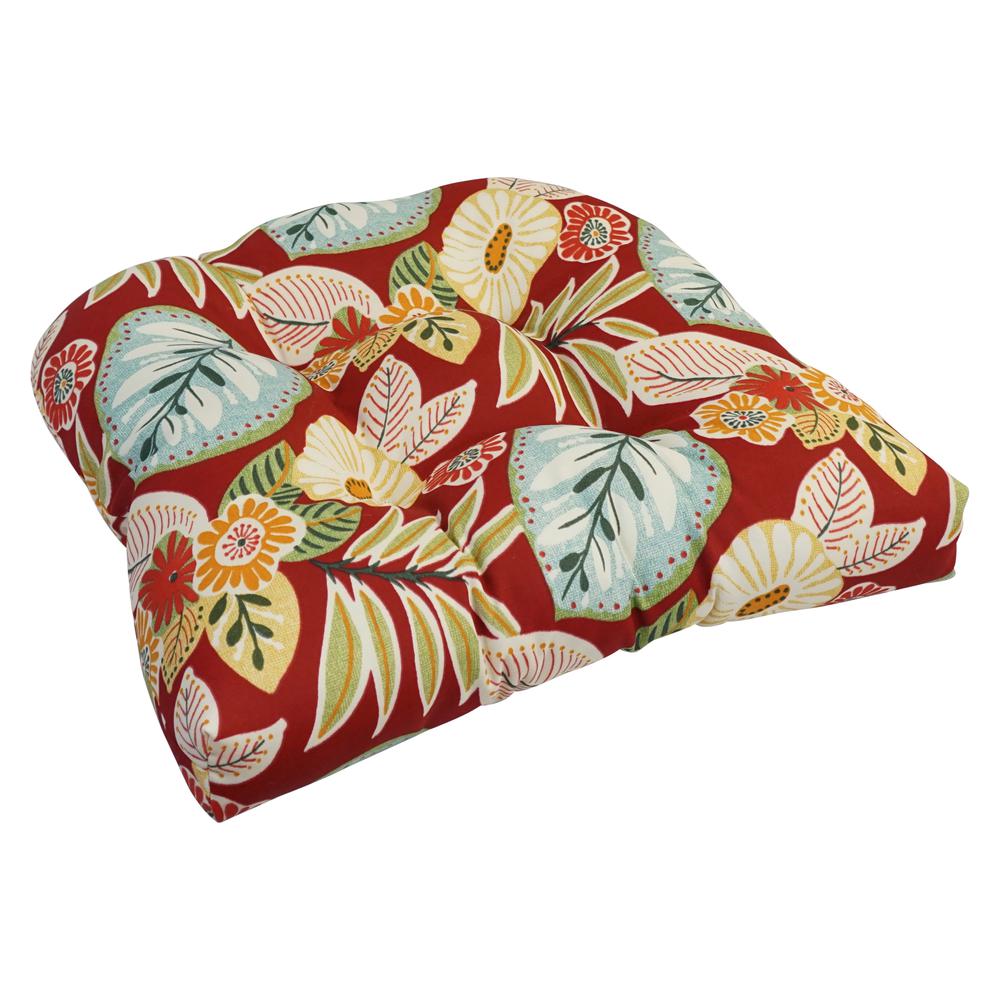 19-inch U-Shaped Spun Polyester Outdoor Tufted Dining Chair Cushion. Picture 1