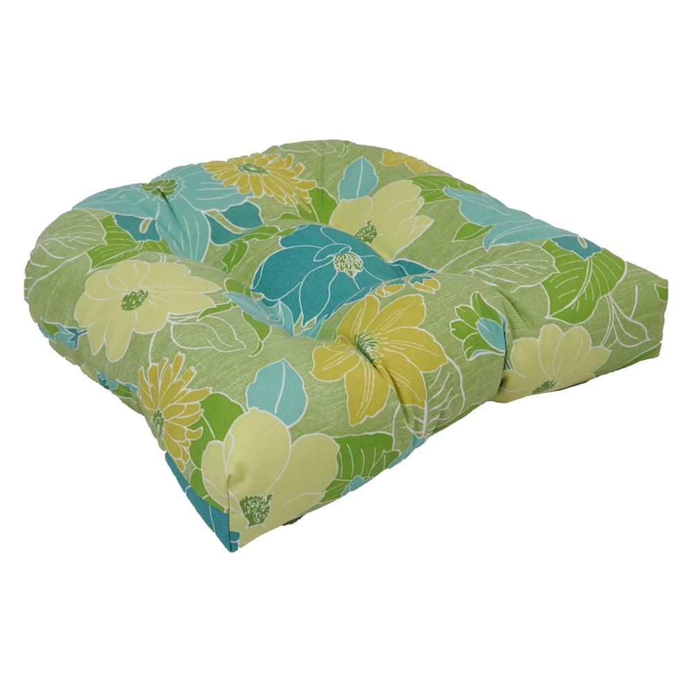 19-inch U-Shaped Spun Polyester Outdoor Tufted Dining Chair Cushion. Picture 1