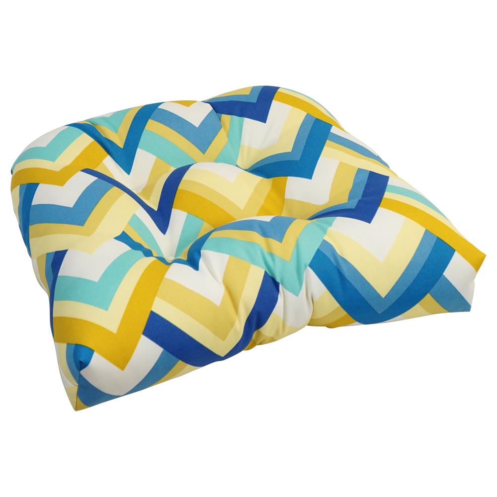 19-inch U-Shaped Spun Polyester Outdoor Tufted Dining Chair Cushion. Picture 1