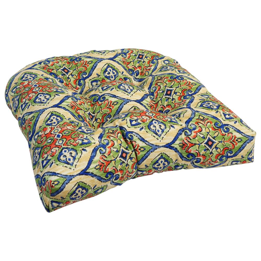 19-inch U-Shaped Spun Polyester Outdoor Tufted Dining Chair Cushion. Picture 1