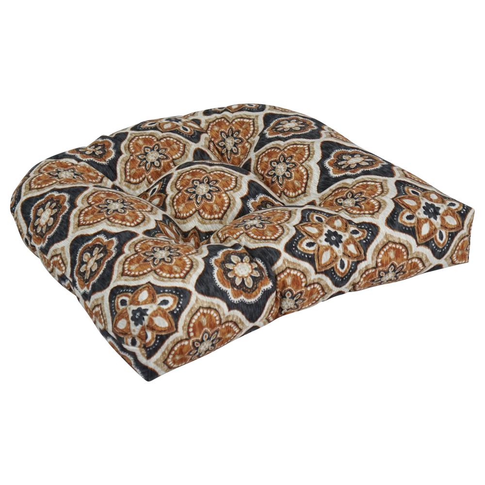 19-inch U-Shaped Spun Polyester Outdoor Tufted Dining Chair Cushion. Picture 1