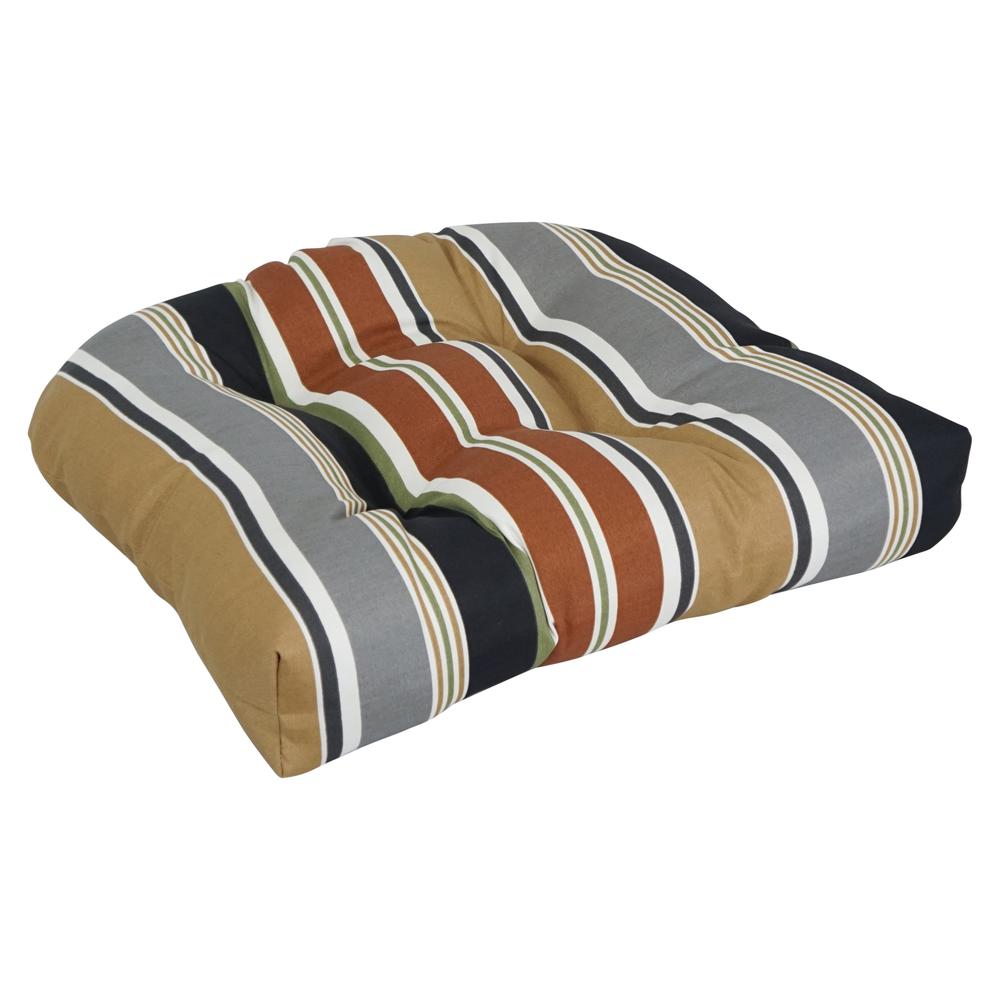 19-inch U-Shaped Spun Polyester Outdoor Tufted Dining Chair Cushion. Picture 1
