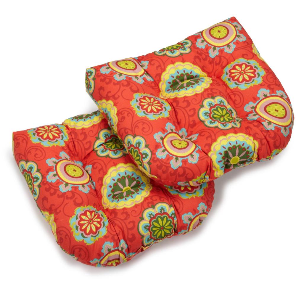 19-inch U-Shaped Outdoor Spun Polyester Tufted Dining Chair Cushion (Set of 2). Picture 1