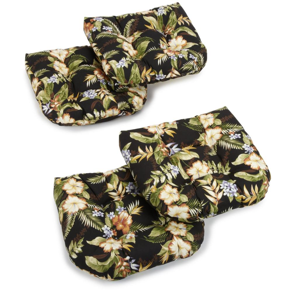 19-inch U-Shaped Spun Polyester Outdoor Tufted Dining Chair Cushions (Set of 4). Picture 1