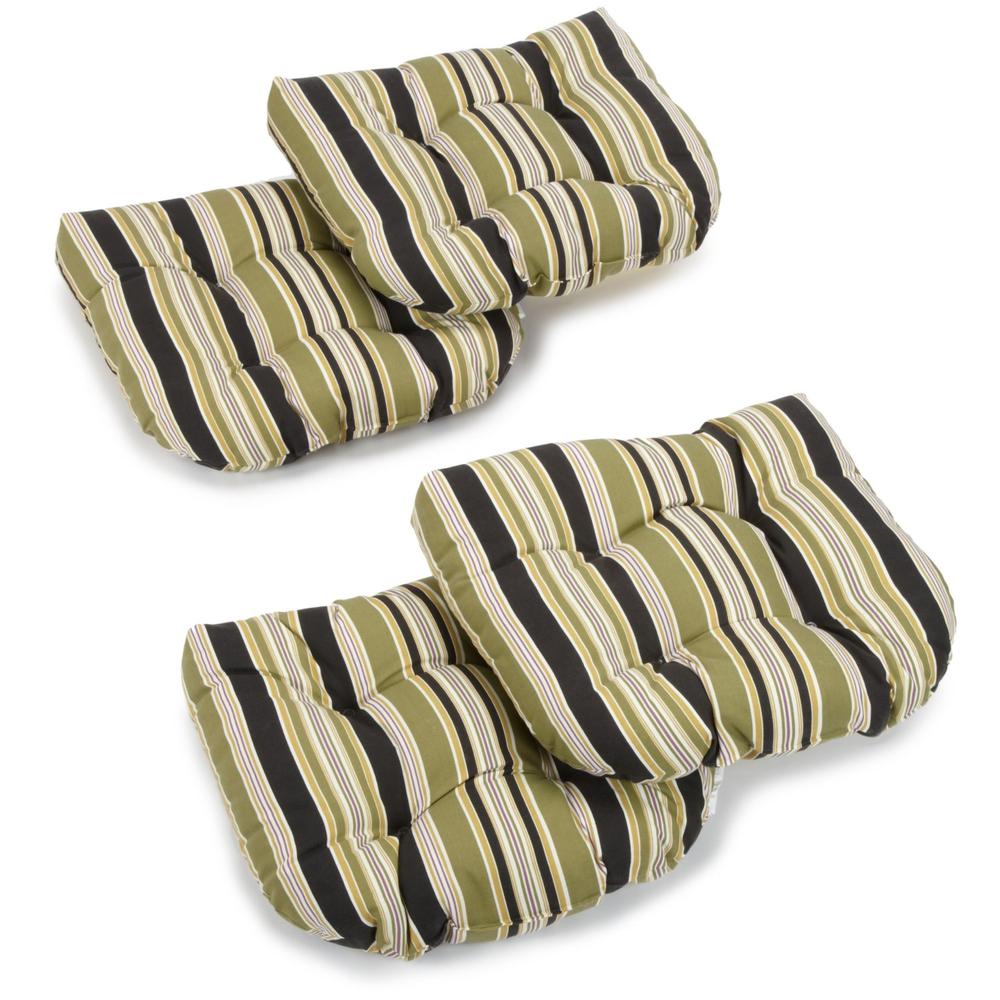 19-inch U-Shaped Spun Polyester Outdoor Tufted Dining Chair Cushions (Set of 4). Picture 1
