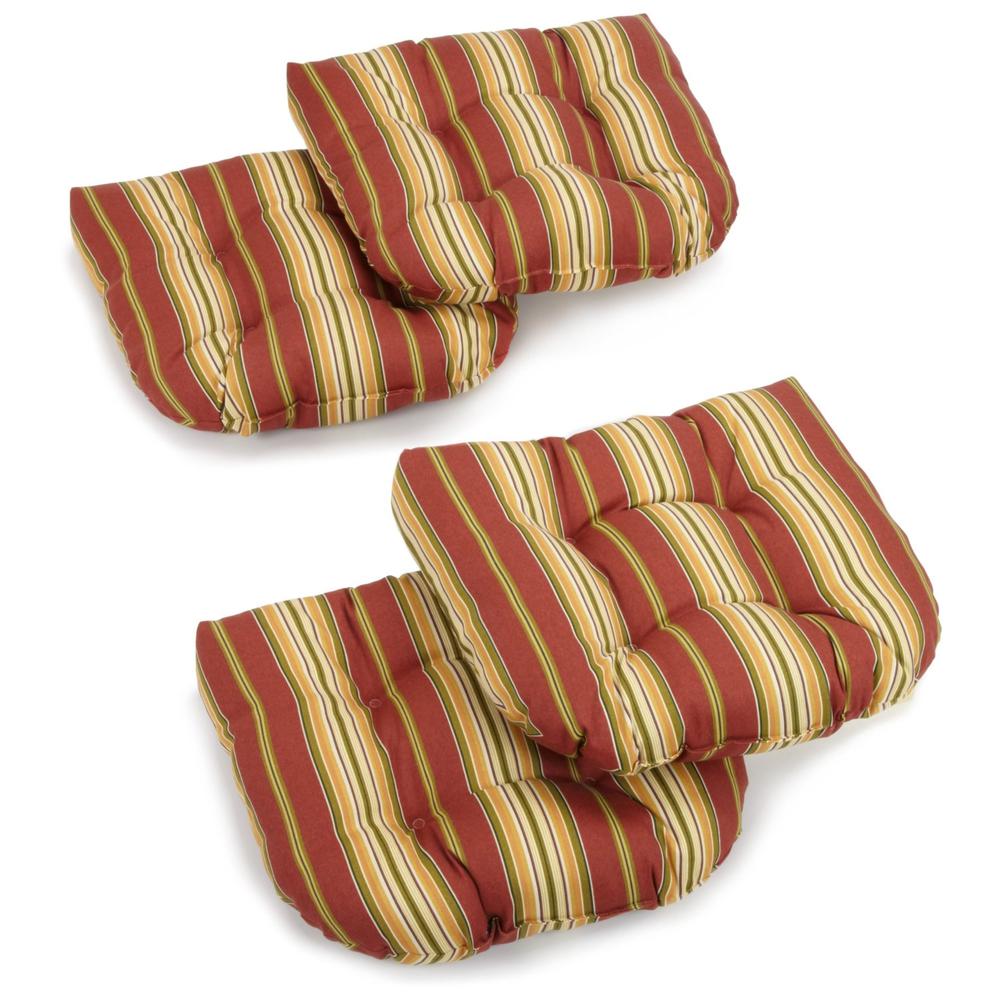 19-inch U-Shaped Spun Polyester Outdoor Tufted Dining Chair Cushions (Set of 4). Picture 1