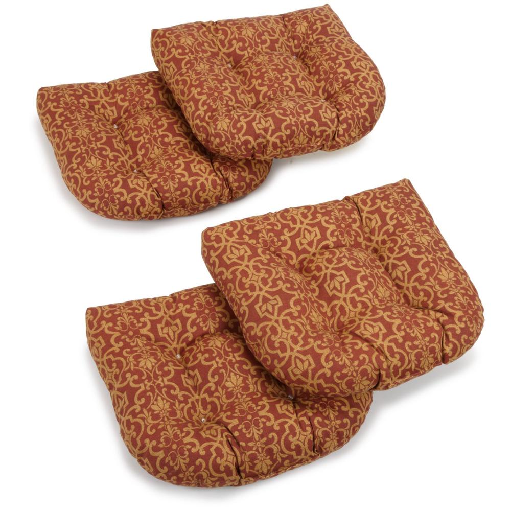 19-inch U-Shaped Spun Polyester Outdoor Tufted Dining Chair Cushions (Set of 4). Picture 1
