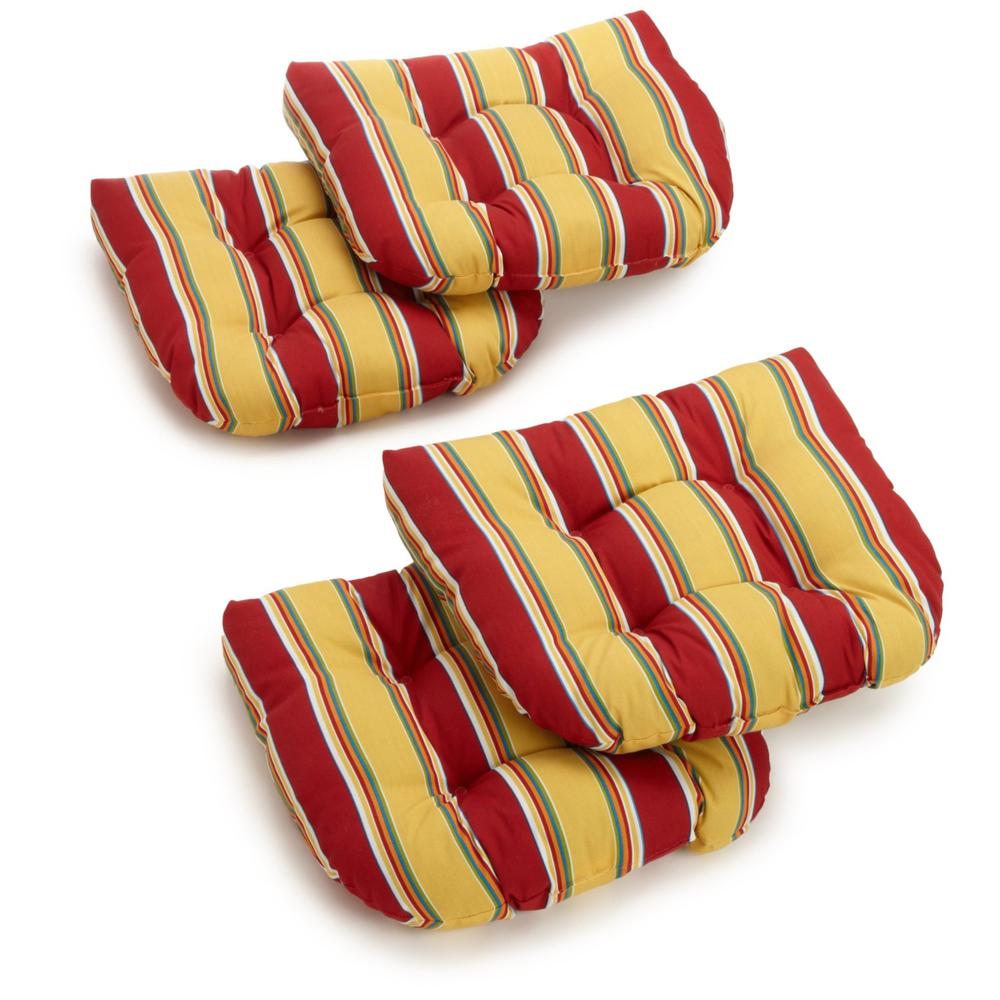 19-inch U-Shaped Spun Polyester Outdoor Tufted Dining Chair Cushions (Set of 4). Picture 1