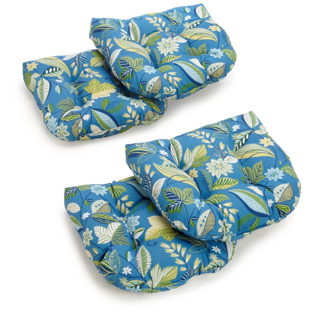 19-inch U-Shaped Spun Polyester Outdoor Tufted Dining Chair Cushions (Set of 4). Picture 1