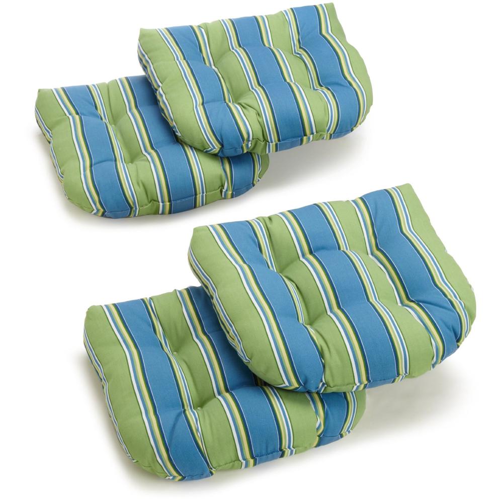 19-inch U-Shaped Spun Polyester Outdoor Tufted Dining Chair Cushions (Set of 4). Picture 1