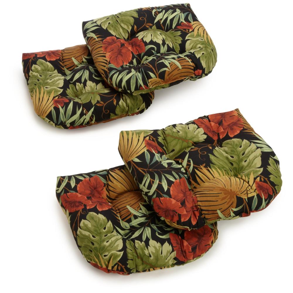 19-inch U-Shaped Spun Polyester Outdoor Tufted Dining Chair Cushions (Set of 4). Picture 1