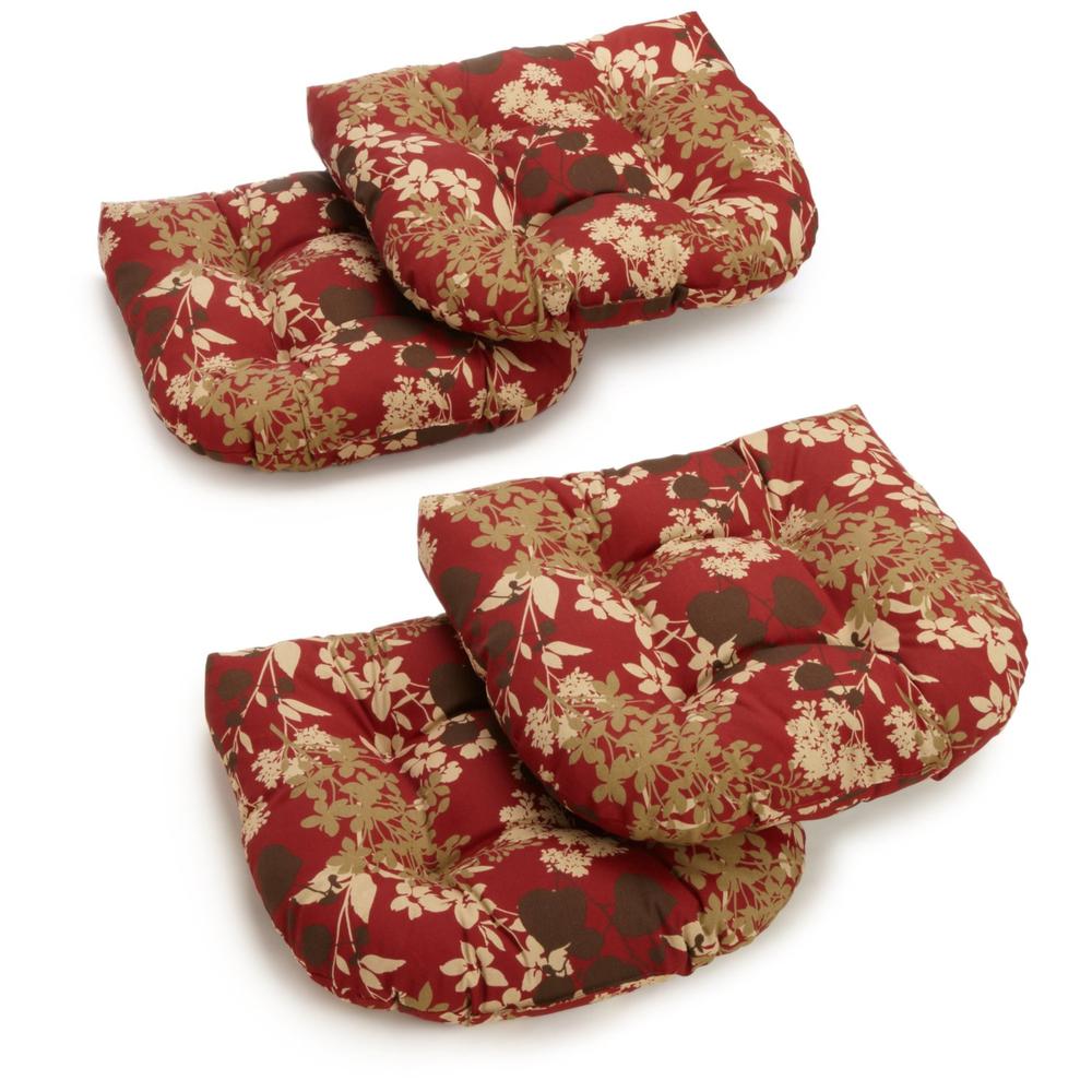 19-inch U-Shaped Spun Polyester Outdoor Tufted Dining Chair Cushions (Set of 4). Picture 1