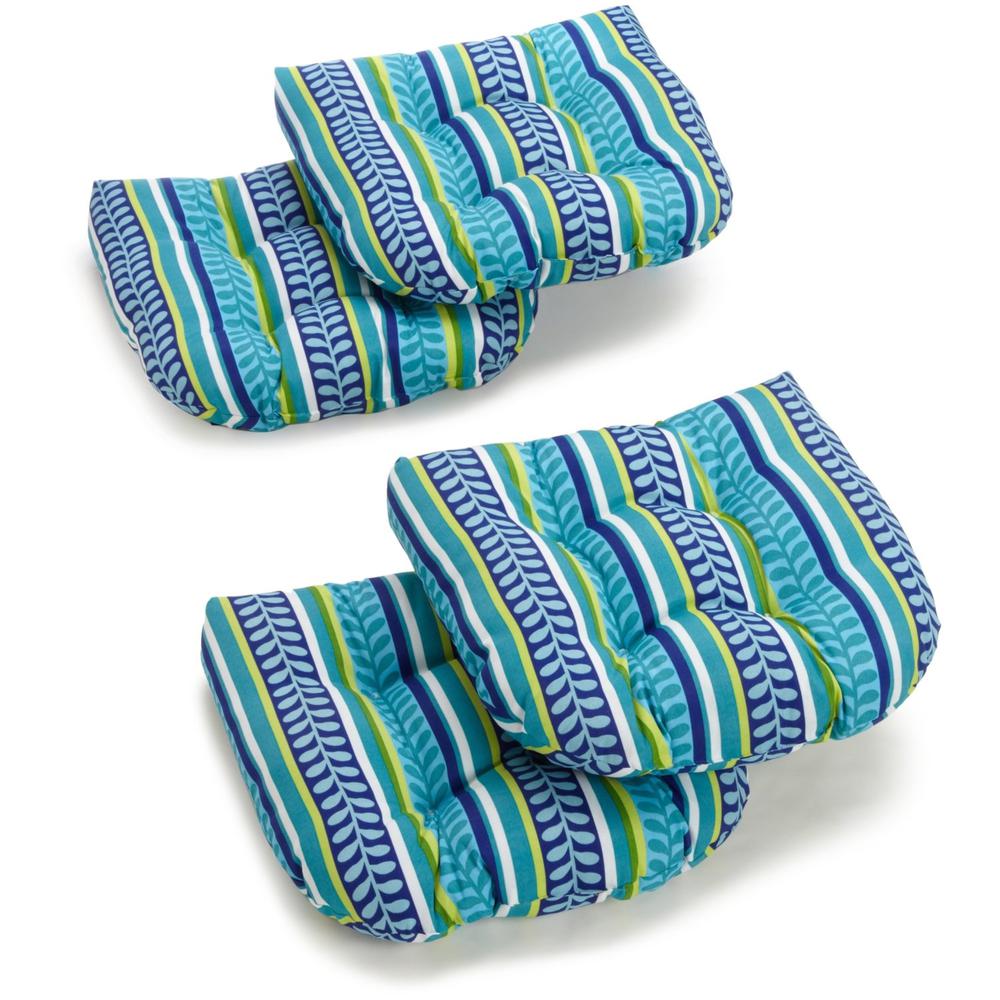 19-inch U-Shaped Spun Polyester Outdoor Tufted Dining Chair Cushions (Set of 4). Picture 1