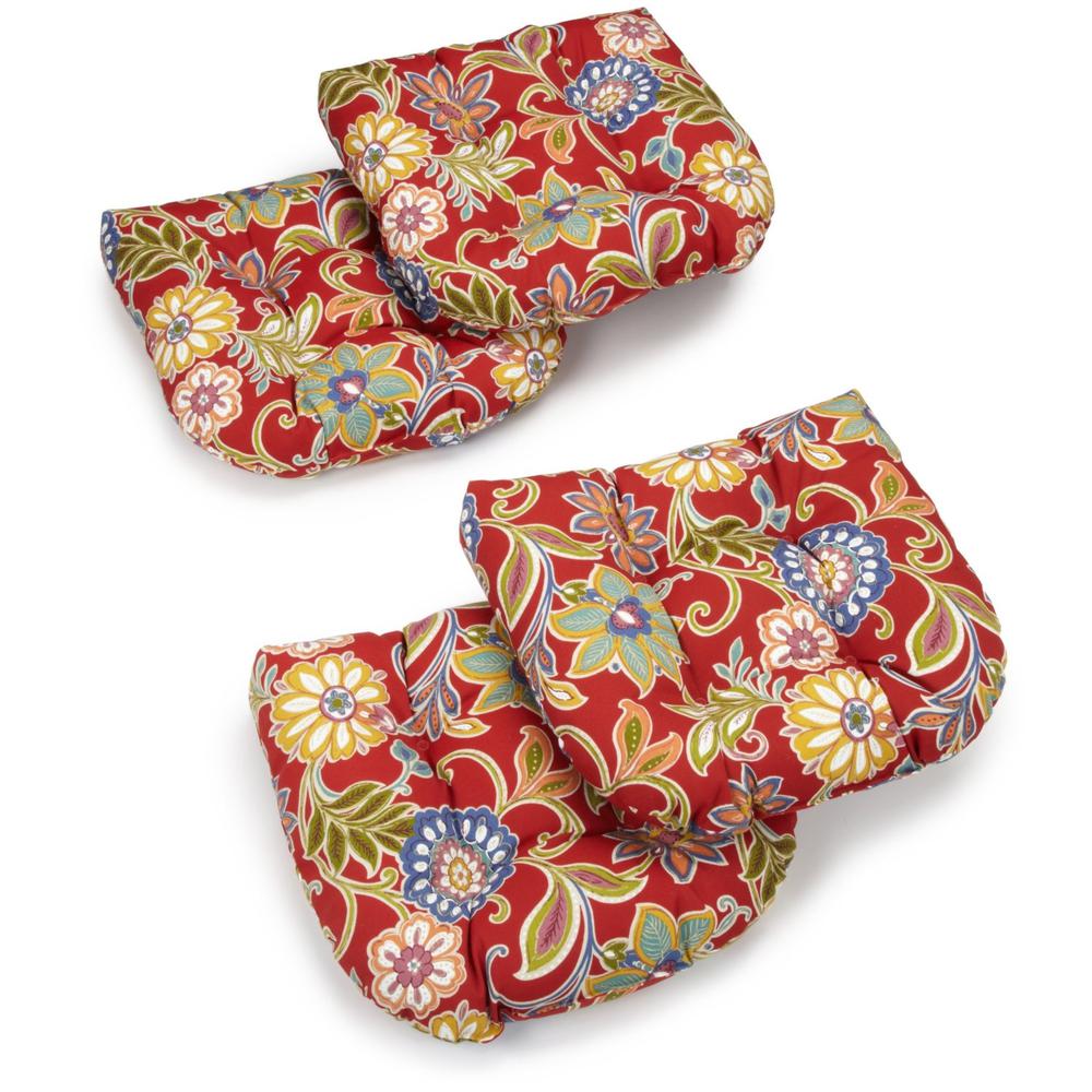 19-inch U-Shaped Spun Polyester Outdoor Tufted Dining Chair Cushions (Set of 4). Picture 1