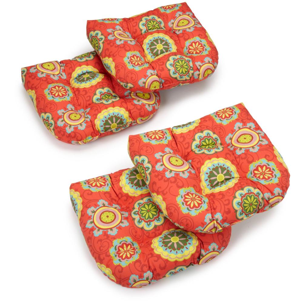 19-inch U-Shaped Spun Polyester Outdoor Tufted Dining Chair Cushions (Set of 4). Picture 1