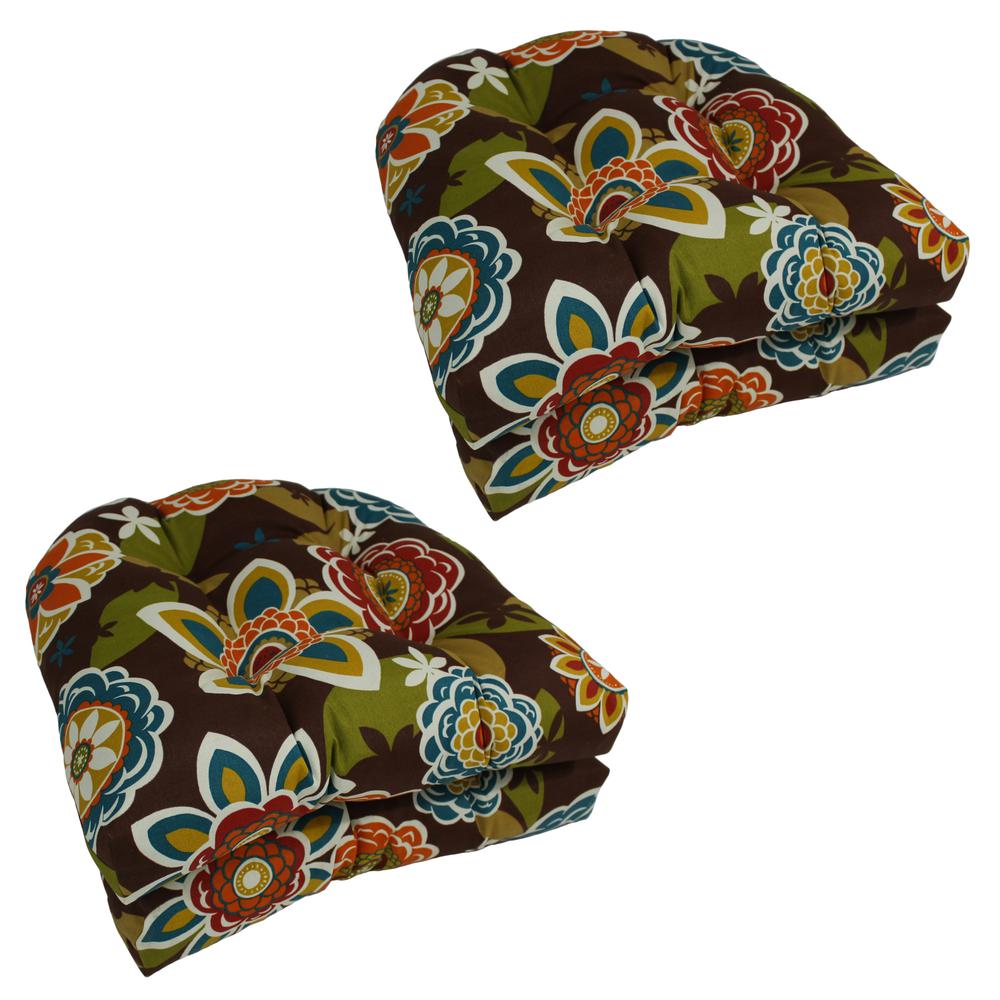19-inch U-Shaped Spun Polyester Outdoor Tufted Dining Chair Cushions (Set of 4). Picture 1