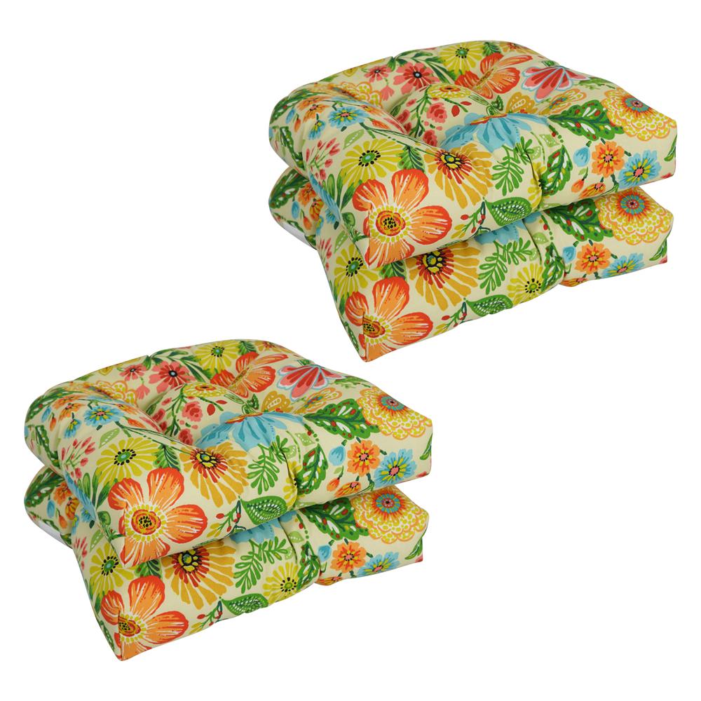 19-inch U-Shaped Patterned Spun Polyester Tufted Dining Chair Cushions (Set of 4) 93184-4CH-REO-60. Picture 1