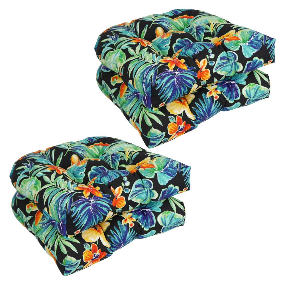 19-inch U-Shaped Patterned Spun Polyester Tufted Dining Chair Cushions (Set of 4) 93184-4CH-REO-62. Picture 1
