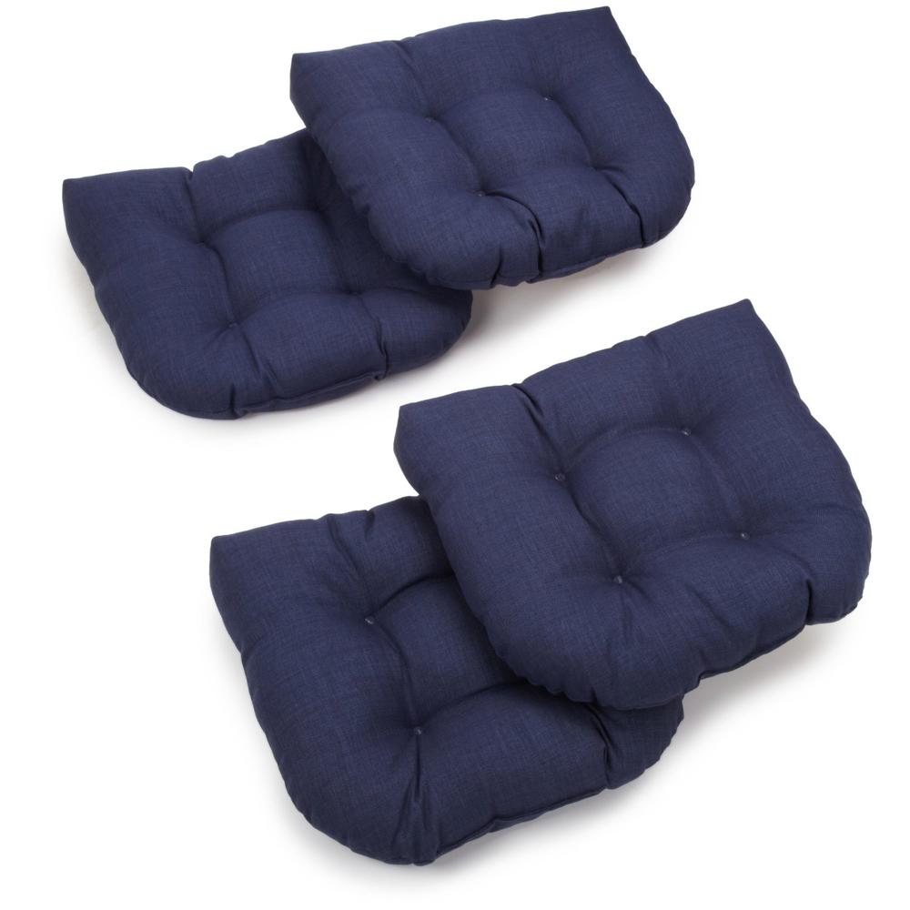 19-inch U-Shaped Spun Polyester Outdoor Tufted Dining Chair Cushions (Set of 4). Picture 1