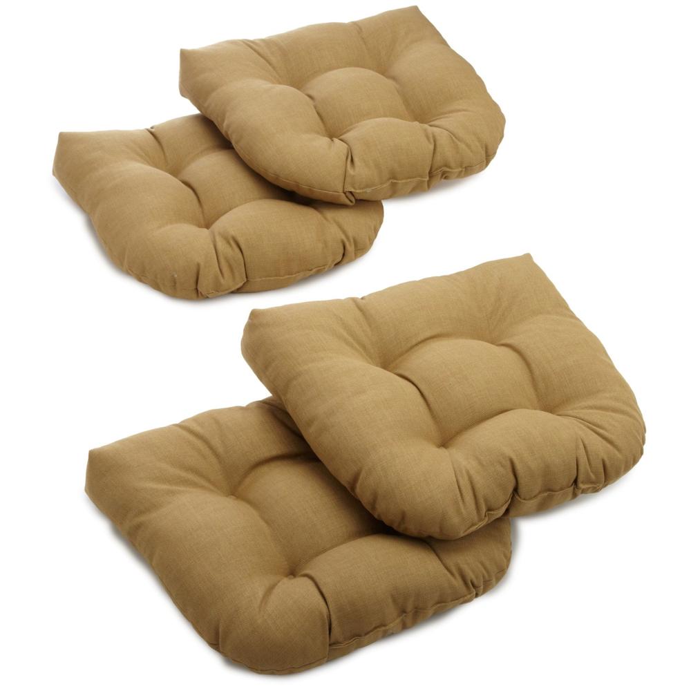 19-inch U-Shaped Spun Polyester Outdoor Tufted Dining Chair Cushions (Set of 4). Picture 1