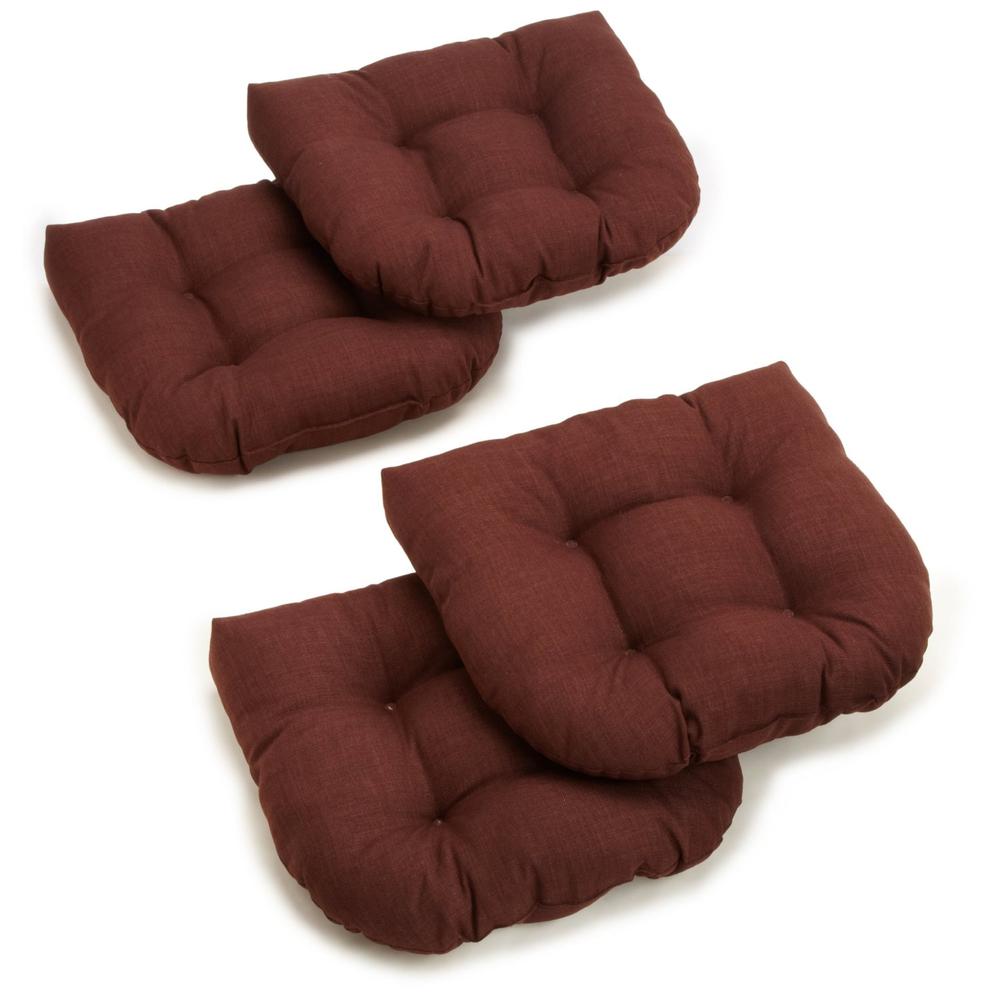 19-inch U-Shaped Spun Polyester Outdoor Tufted Dining Chair Cushions (Set of 4). Picture 1