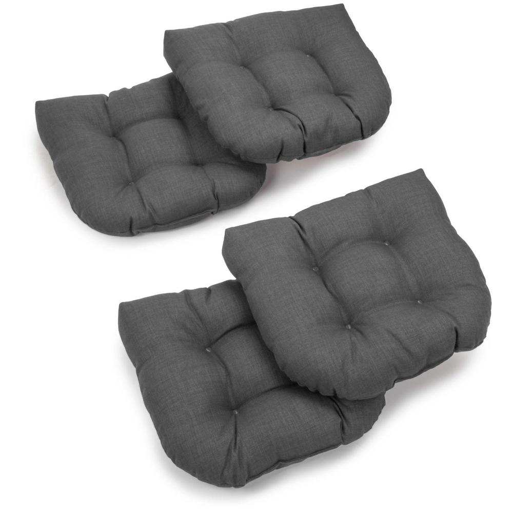 19-inch U-Shaped Spun Polyester Outdoor Tufted Dining Chair Cushions (Set of 4). Picture 1