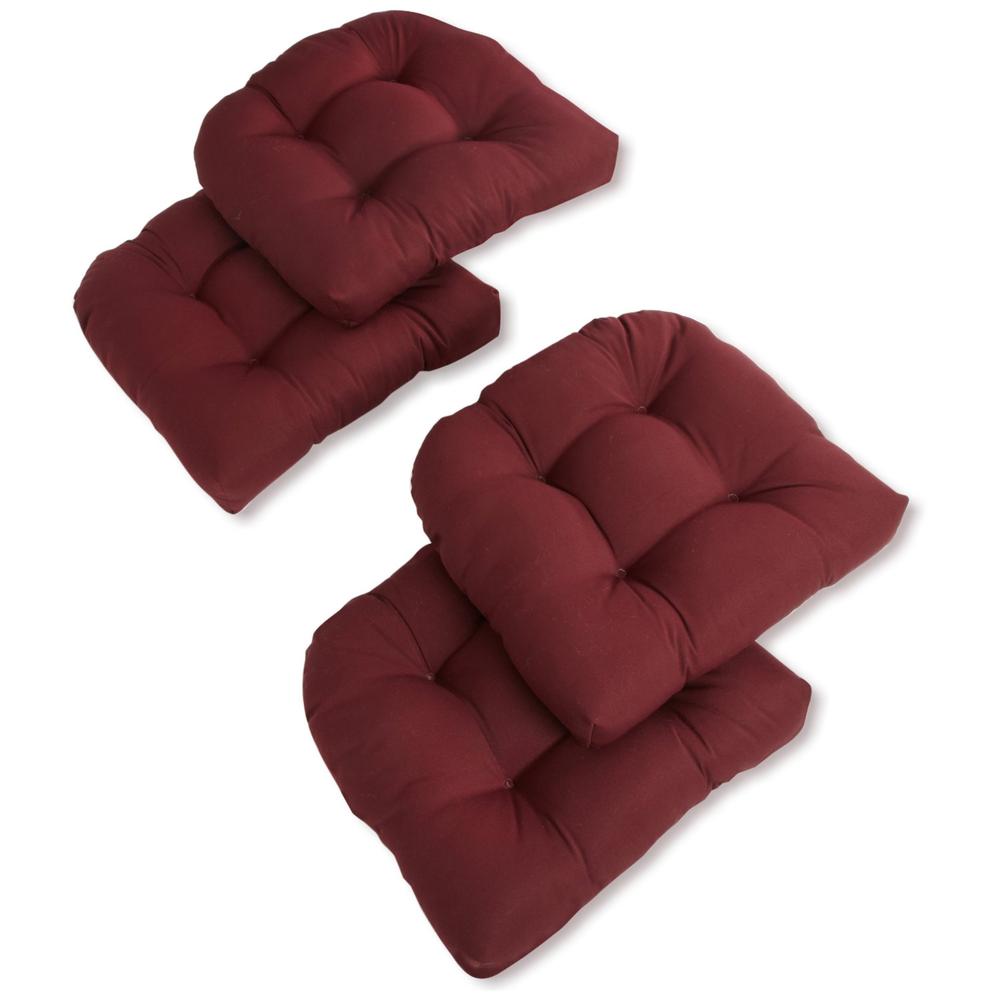 19-inch U-Shaped Solid Twill Tuffed Dining Chair Cushions (Set of 4) 93184-4CH-TW-BG. Picture 1