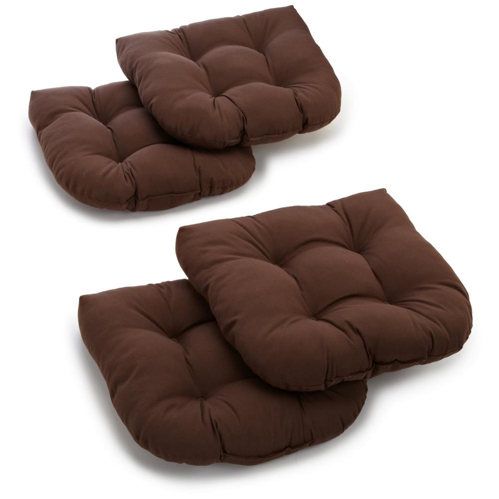 19-inch U-Shaped Solid Twill Tuffed Dining Chair Cushions (Set of 4) 93184-4CH-TW-CH. Picture 2