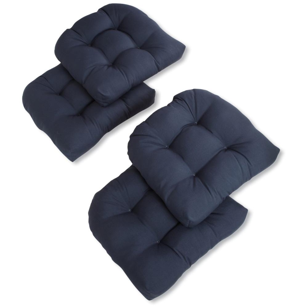 19-inch U-Shaped Solid Twill Tuffed Dining Chair Cushions (Set of 4) 93184-4CH-TW-NV. Picture 1