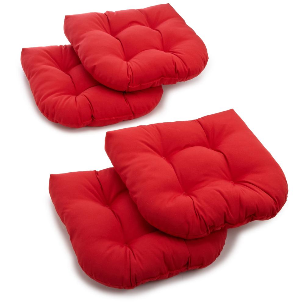 19-inch U-Shaped Solid Twill Tuffed Dining Chair Cushions (Set of 4) 93184-4CH-TW-RD. Picture 1