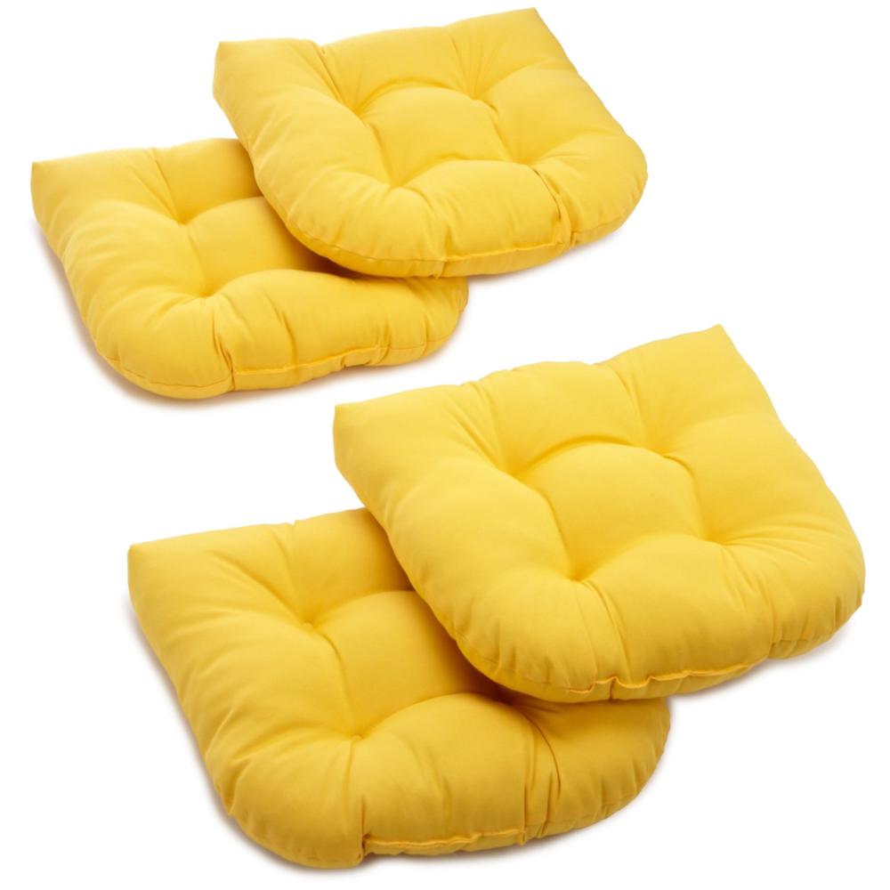 19-inch U-Shaped Solid Twill Tuffed Dining Chair Cushions (Set of 4) 93184-4CH-TW-SS. Picture 1