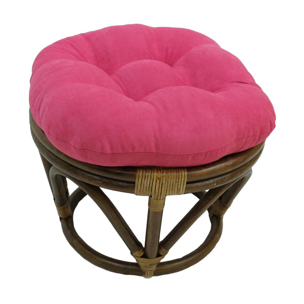 18-inch Round Solid Micro Suede Tufted Footstool Cushion. Picture 1