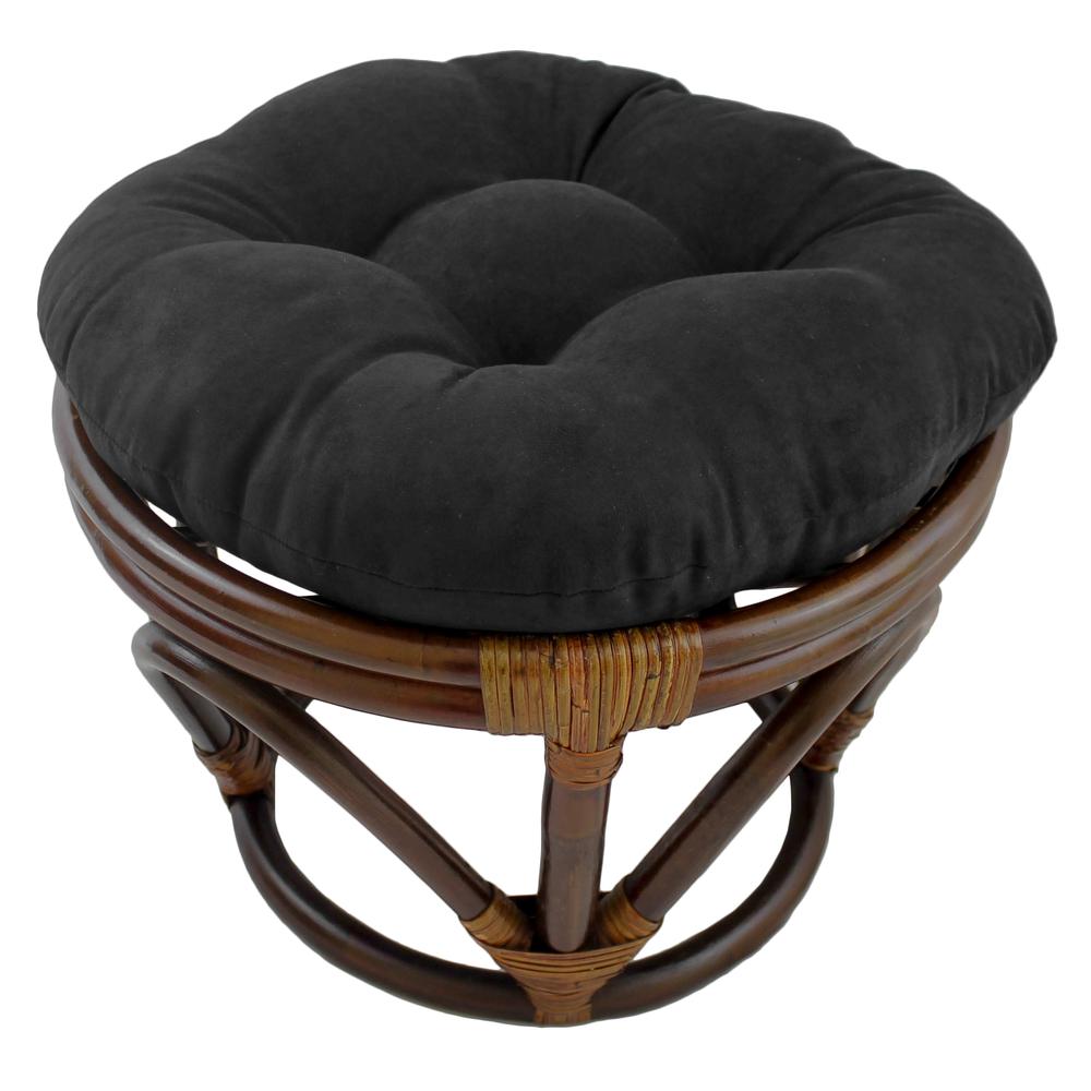 18-inch Round Solid Micro Suede Tufted Footstool Cushion. Picture 1