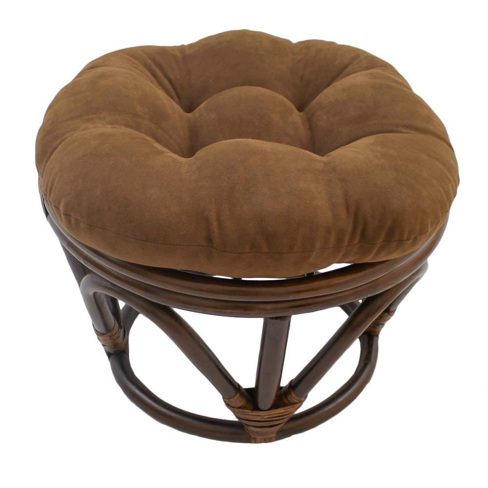 18-inch Round Solid Micro Suede Tufted Footstool Cushion. Picture 1