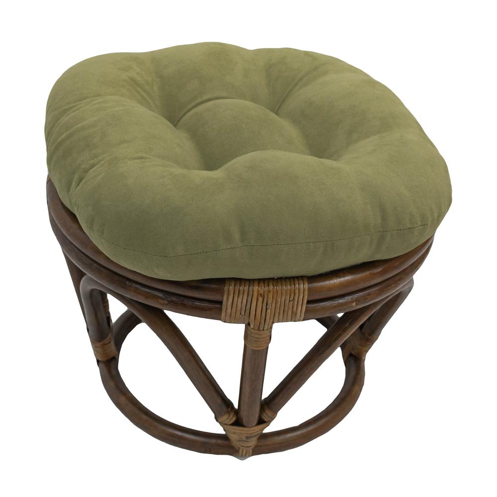 18-inch Round Solid Micro Suede Tufted Footstool Cushion. Picture 1