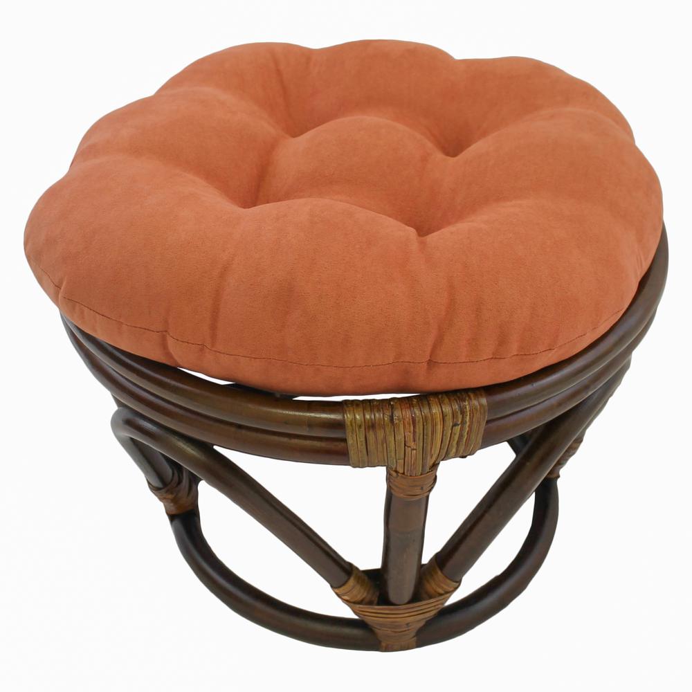 18-inch Round Solid Micro Suede Tufted Footstool Cushion. Picture 2
